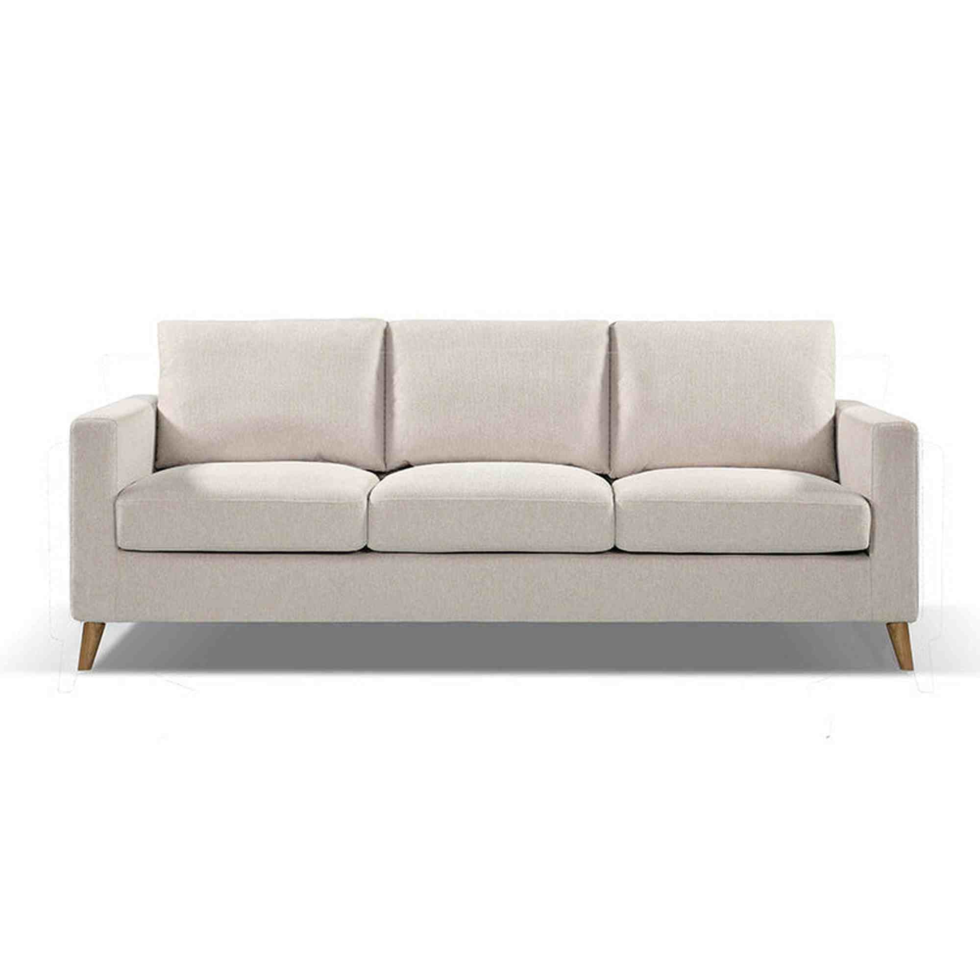 DELLAN 3 Seater Sofa - Light Cream with Natural Oak legs - Image 4